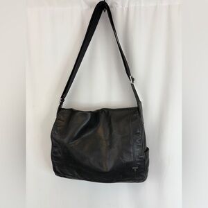 Tumi leather unisex laptop crossbody messenger bag